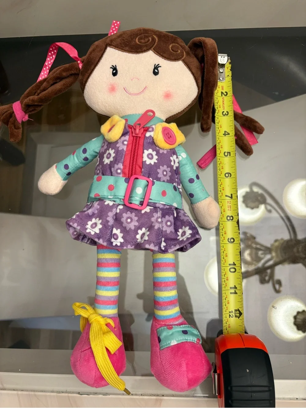 SNUGGLE STUFFS WASHABLE RAG CLOTH GIRL DOLL BRAIDED BROWN HAIR BLACK EYES